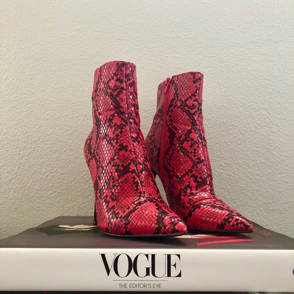 Red & Black Snake Ankle Boots - Picture 8 of 8